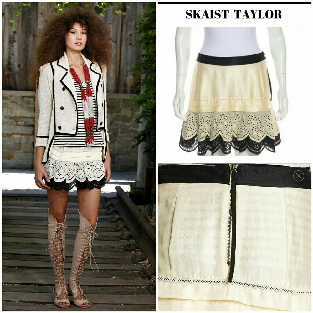 Authentic SKAIST-TAYLOR Eyelet-Trimmed Mini Skirt